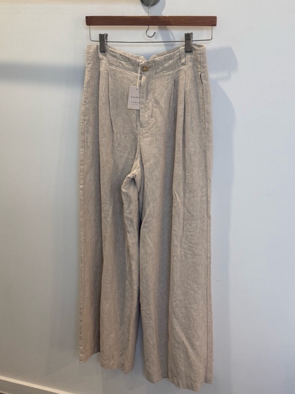 Z SUPPLY Magnolia Linen Pant Wide Leg Linen Pants in Beige Size Small NWT